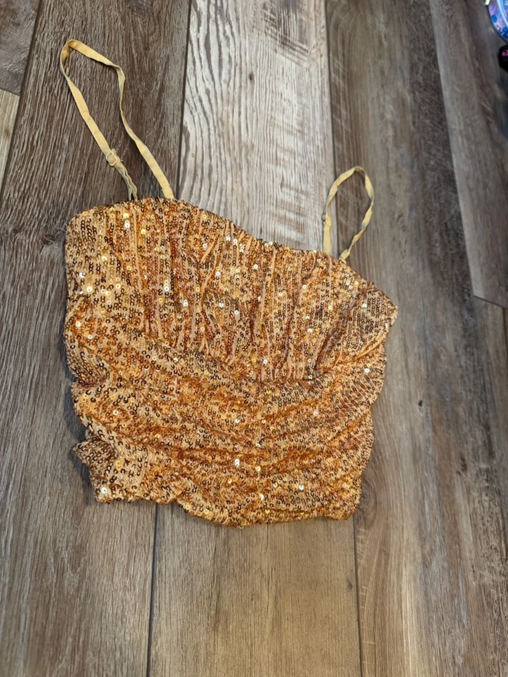 Free People Gold Smocked Cami with Yellow Straps